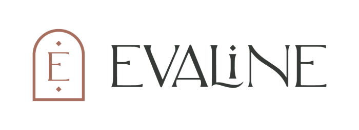 the logo for evaline, a company that makes and sells jewelry at The Evaline